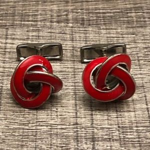 Ravi Ratan (Red Enamel) Knot Stainless Steel Cufflinks